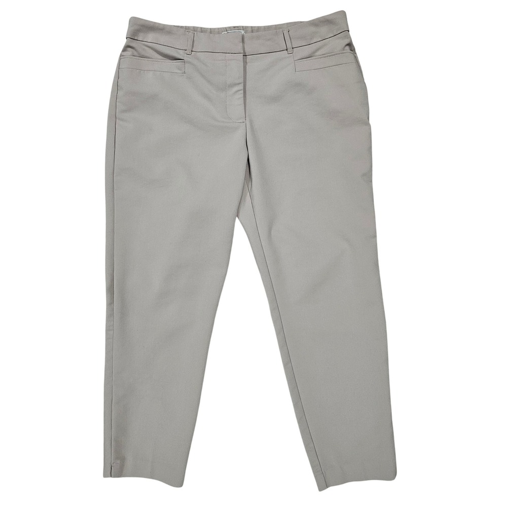 Dana Buchman Women 12 Taupe Gray Flat Front Stretch Trousers Career Pants